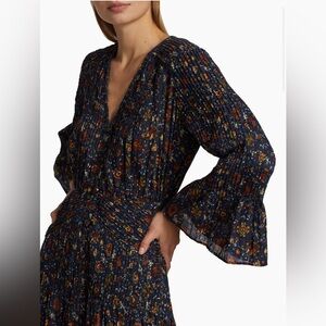 NWT Veronica Beard Shireen Pleated Floral Midi Dress Size 8